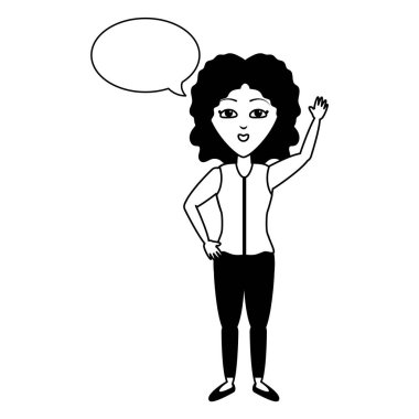 kadın sallanan el konuşma balonu