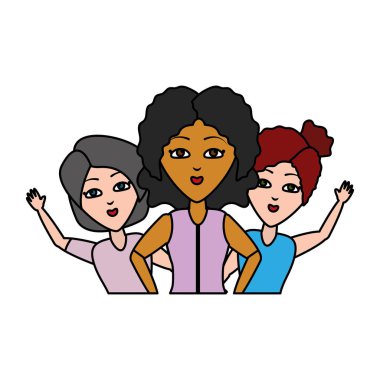 Grup kadın arkadaşlar karakter sarılma