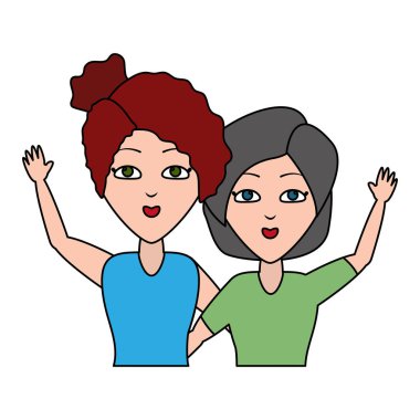 iki kadın portre sallanan el