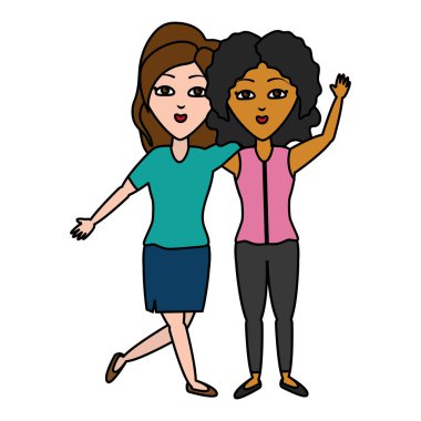 iki kadın portre sallanan el