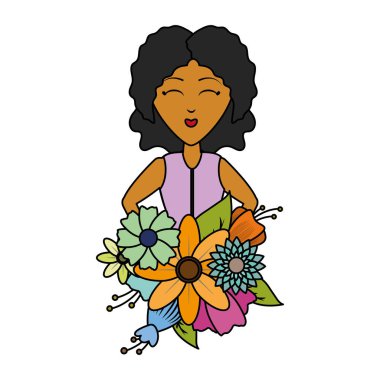 buket çiçek ile mutlu kadın