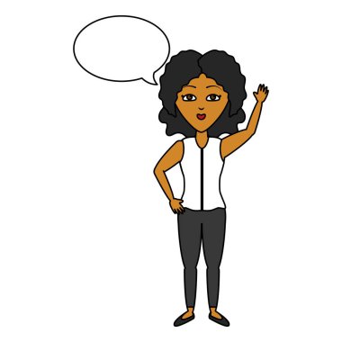 kadın sallanan el konuşma balonu