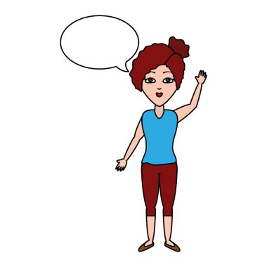 kadın sallanan el konuşma balonu