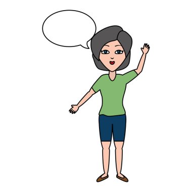 kadın sallanan el konuşma balonu