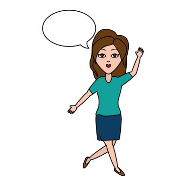 kadın sallanan el konuşma balonu