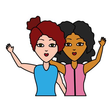 iki kadın portre sallanan el