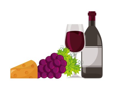 şarap şişesi Kupası üzüm ve peynir