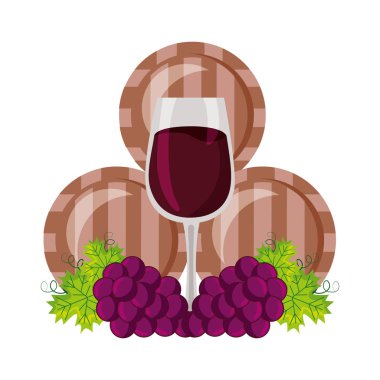 ahşap şarap fıçıları Kupası ve üzüm