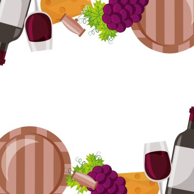 şarap şişesi Kupası üzüm peynir varil tirbuşon çerçeve