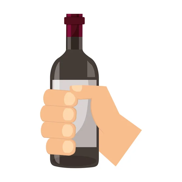 Hand holding wine bottle — Stock Vector