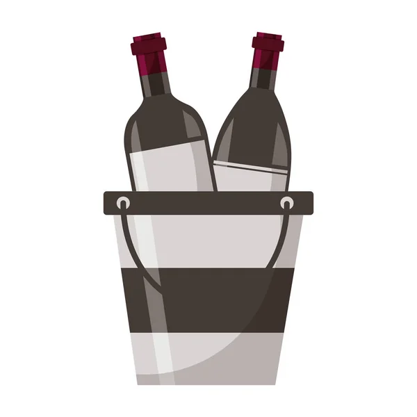 Botellas de vino cubo de hielo — Vector de stock