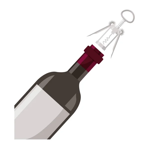 Wine bottle with corkscrew — Stock Vector