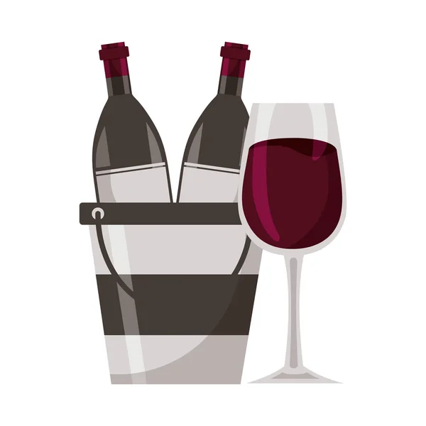 Botellas de vino taza cubo de hielo — Vector de stock