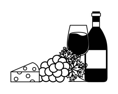şarap şişesi Kupası üzüm ve peynir