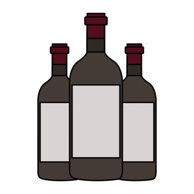 Üç şarap şişesi.