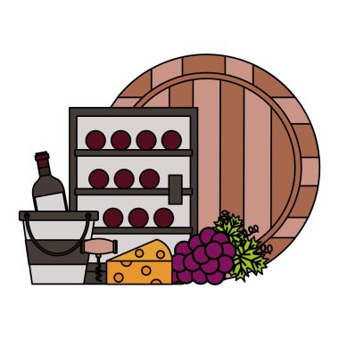 buzdolabı şarap şişeleri varil kova peynir üzüm