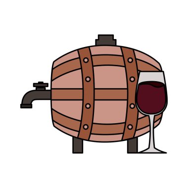 Ahşap varil ve cam bardak şarap