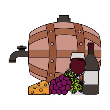 Ahşap varil ve şişe bardak üzüm şarap