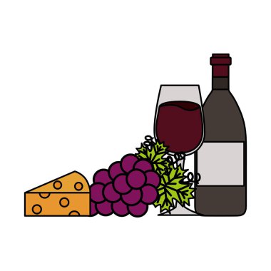şarap şişesi Kupası üzüm ve peynir