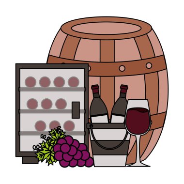 buz kovası buzdolabı Kupası ve üzüm şarap şişe