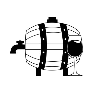 Ahşap varil ve cam bardak şarap