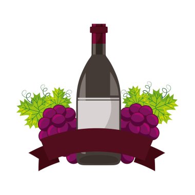 şarap şişeleri ve üzüm şerit