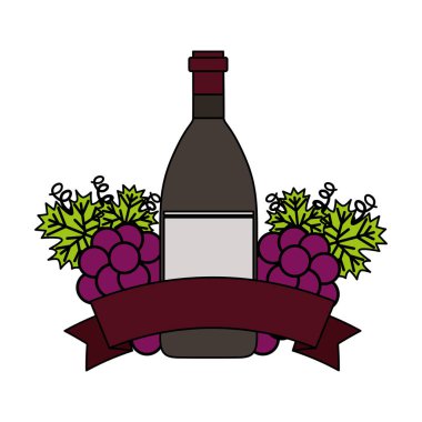şarap şişeleri ve üzüm şerit