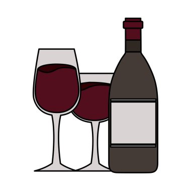 şarap şişe ve Cam bardaklar