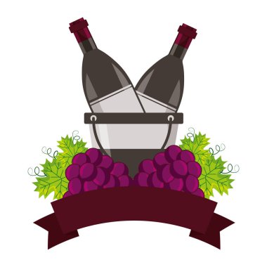 buz kovası ve üzüm şarap şişe