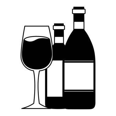 şarap şişeleri ve cam Kupası