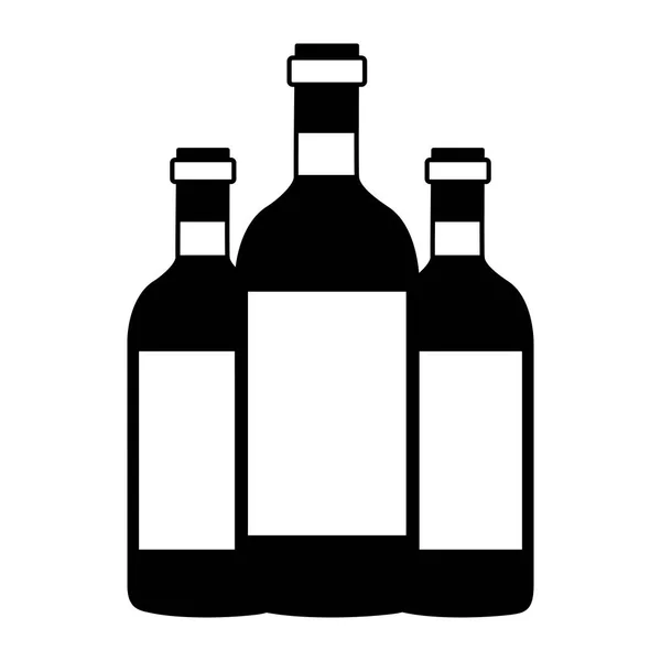 Tres botellas de vino — Vector de stock