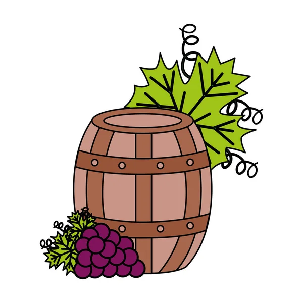 Barrica de vino y uvas — Archivo Imágenes Vectoriales