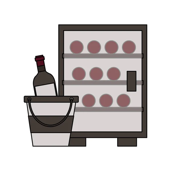 Réfrigérateur bouteilles de vin seau à glace — Image vectorielle