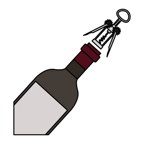 Бутылка вина с штопором — стоковый вектор