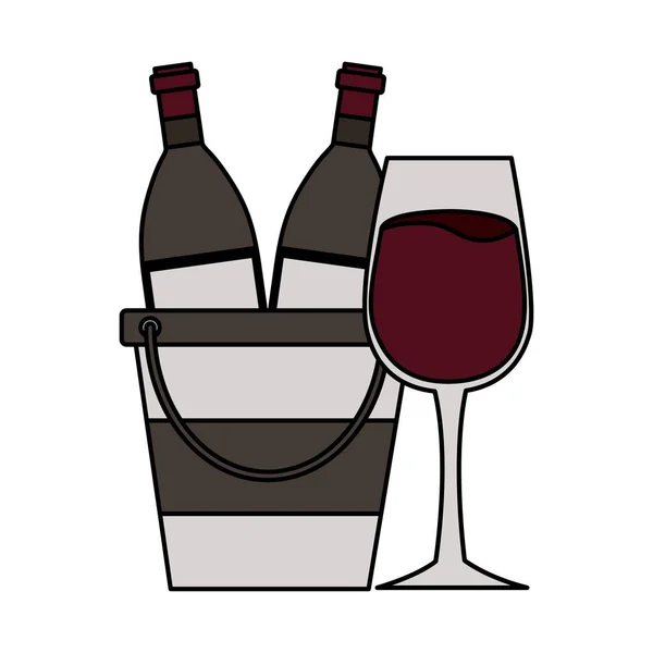 Botellas de vino taza cubo de hielo — Vector de stock