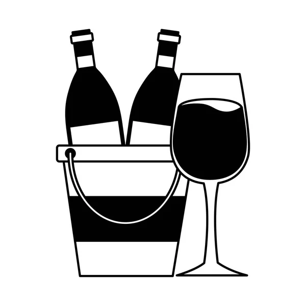 Láhve na víno hrnek ledové vědro — Stockový vektor