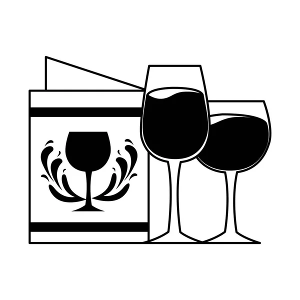 葡萄酒杯和餐厅菜单饮料 — 图库矢量图片