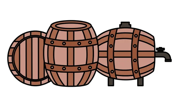 Tres barriles de madera — Archivo Imágenes Vectoriales