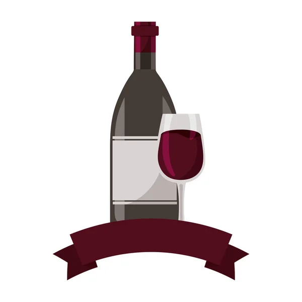 Вино бутылка и стакан — стоковый вектор