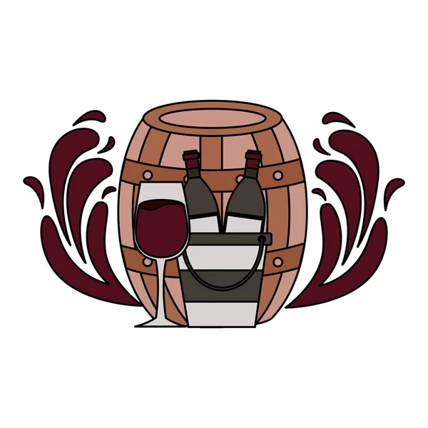 Бутылка вина ведро льда брызги чашки — стоковый вектор