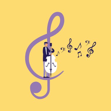 müzisyen adam çello Not müzik vektör çizim ile