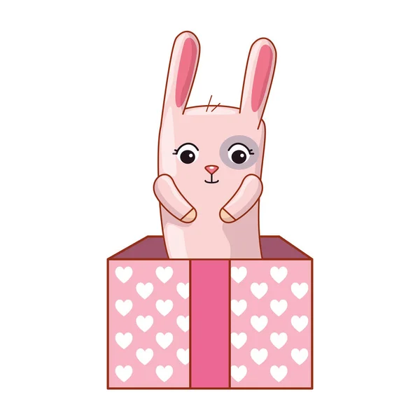 Confezione regalo regalo con simpatico coniglio — Vettoriale Stock