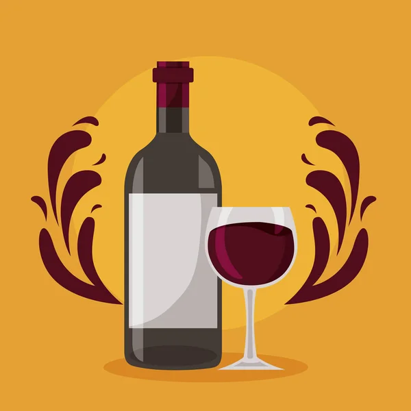 Vin flaska glas kopp stänk — Stock vektor