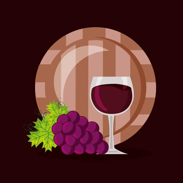 Grappe de raisin tonneau et tasse — Image vectorielle