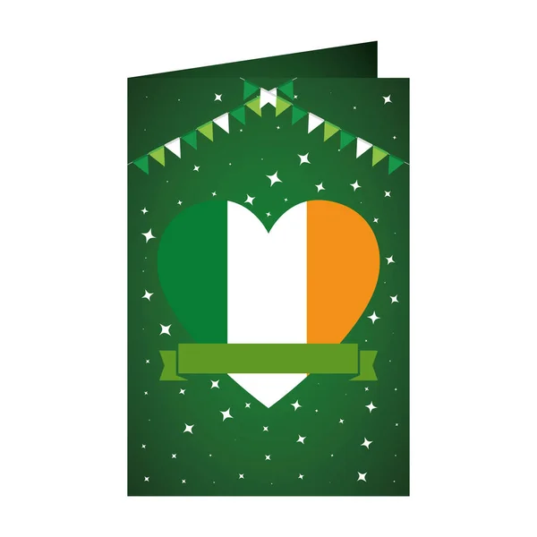 Kártya, szív, Írország lobogója — Stock Vector