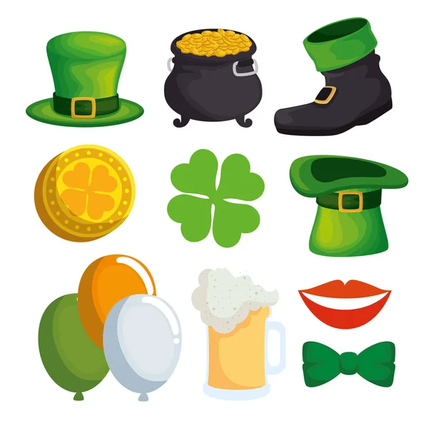 Set st patrick decoration to traditional celebration — Stock Vector