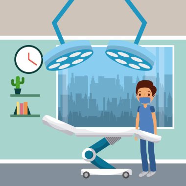 çizgi film cerrah iç cerrahi operasyon Oda raf saat lambaları