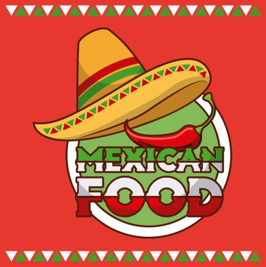 Meksika yemeği şapka ve biber kartı