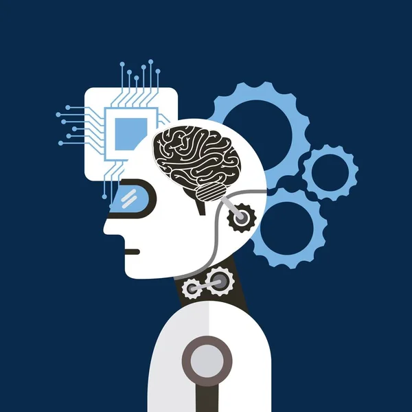 Inteligencia artificial cerebro proceso engranaje — Vector de stock