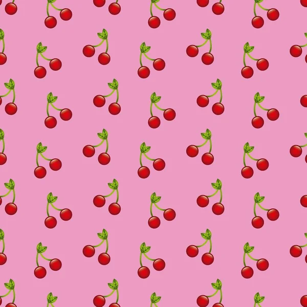 Frucht Kirsche Lebensmittel Ernte Nahtlose Muster Vektor Illustration — Stockvektor